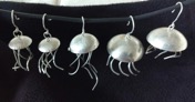 [sterling and reticulated silver jellyfish earrings with matching pendant]