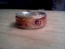[ruby in silver and heat-oxidized copper (size 7)]